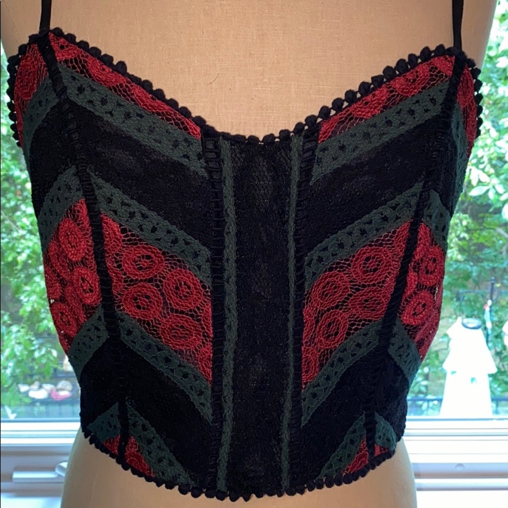 XHILARATION Lace crop top with adjustable straps